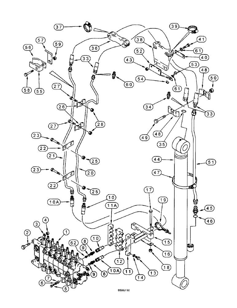 Схема запчастей Case 590SL - (8-32) - BACKHOE BUCKET CYLINDER HYDRAULIC CIRCUIT, MODELS WITH EXTENDABLE DIPPER (08) - HYDRAULICS