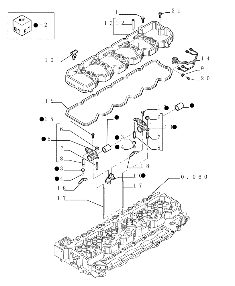 Схема запчастей Case 1850K - (0.066[01]) - ROCKER SHAFT (01) - ENGINE