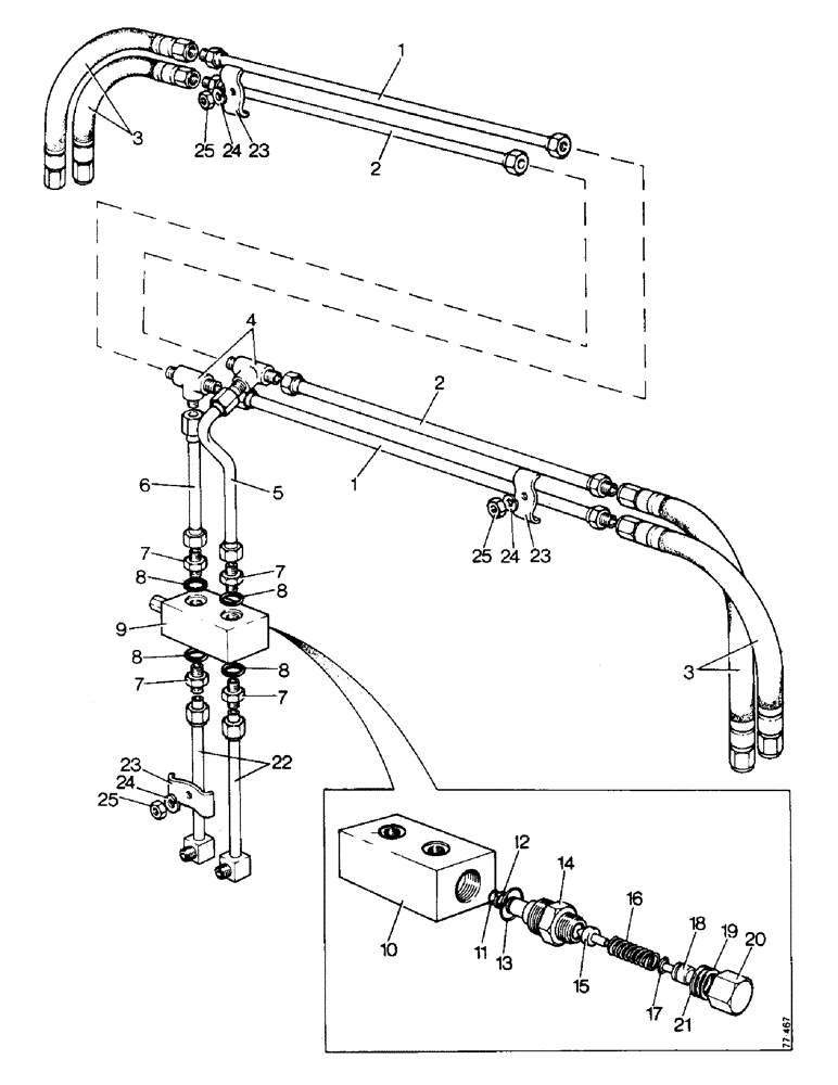 Схема запчастей Case 850 - (J04-1) - 4-IN-1 BUCKET, PIPEWORK AND RELIEF VALVE (07) - HYDRAULIC SYSTEM