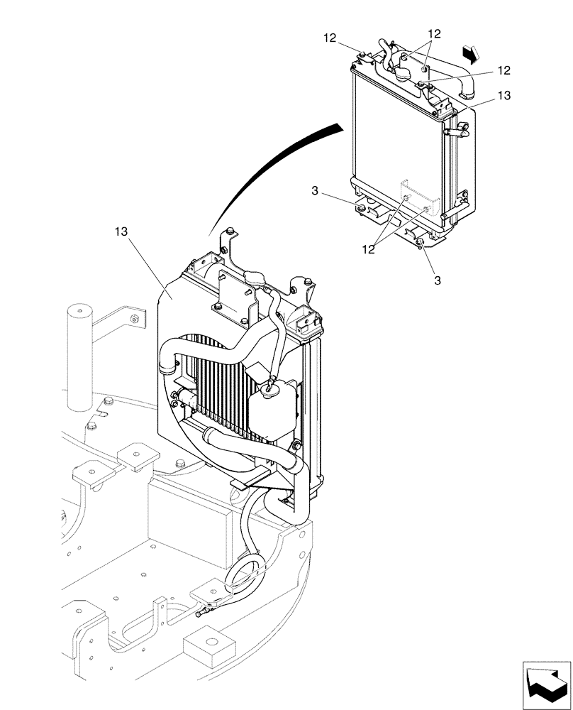 Схема запчастей Case CX36B - (01-015[01]) - RADIATOR INSTAL - COOLER (10) - ENGINE