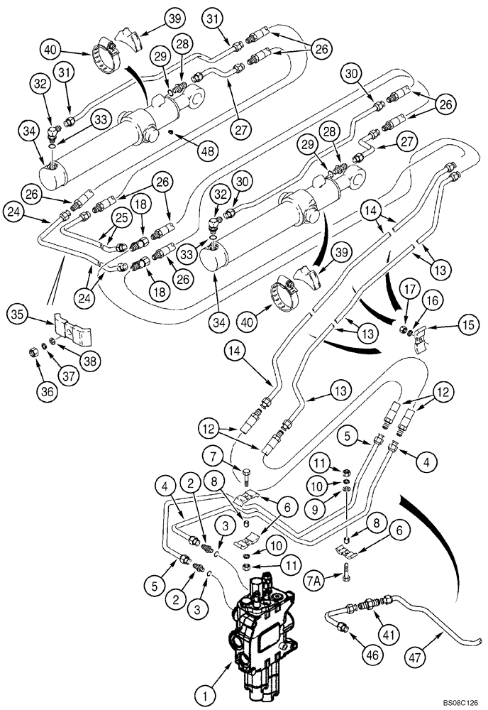 Схема запчастей Case 570MXT - (08-03) - HYDRAULICS - CYLINDER, LOADER BUCKET (08) - HYDRAULICS