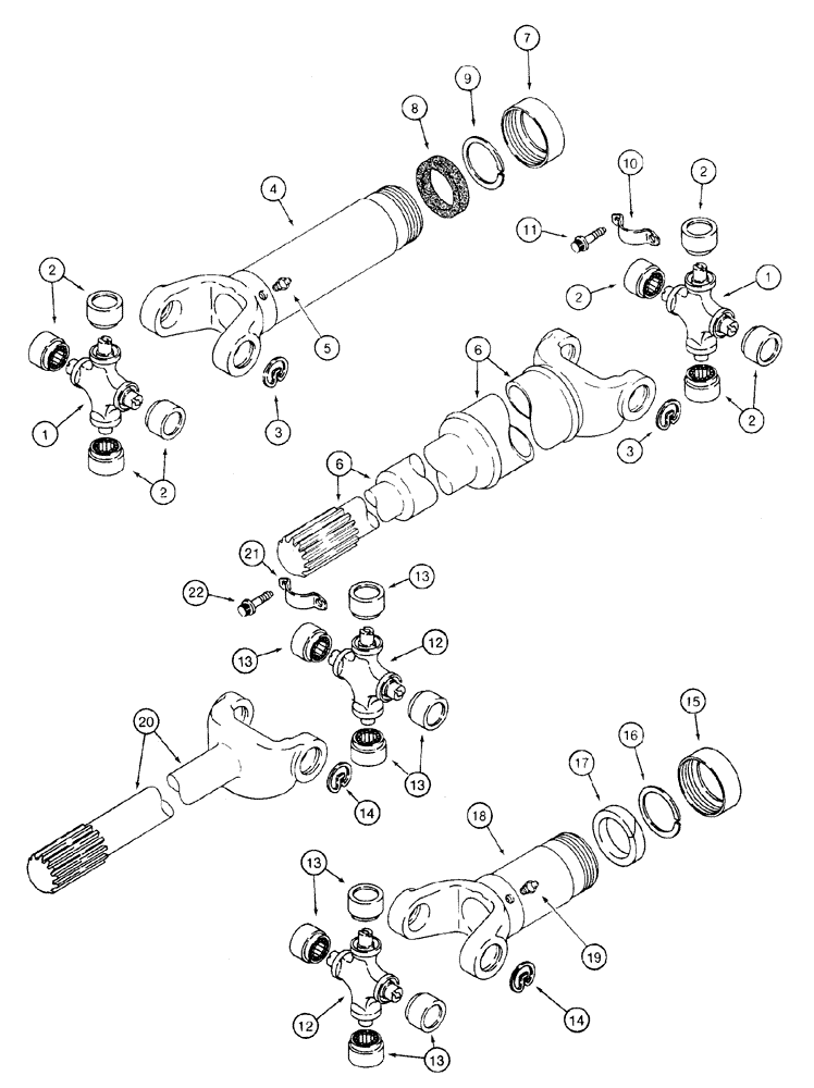 Схема запчастей Case 721C - (06-39) - DRIVE SHAFT - CENTER AND REAR (06) - POWER TRAIN