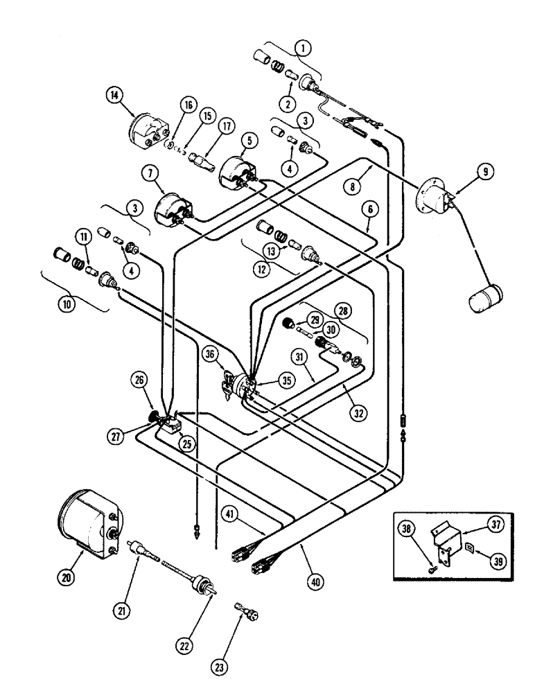 Схема запчастей Case 580 - (062) - INSTRUMENTS & WIRING, (159) SPARK IGNITION ENGINE, USED W/ALTERNATOR 1ST USED TRAC. S/N. 8656686 (55) - ELECTRICAL SYSTEMS