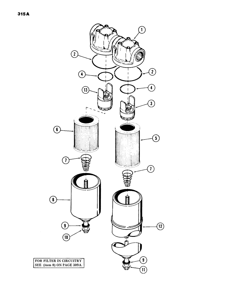 Схема запчастей Case 980B - (315A) - HYDRAULIC OIL FILTER, (USED ON UMITS WITH PIN 6204133 AND AFTER) (07) - HYDRAULIC SYSTEM