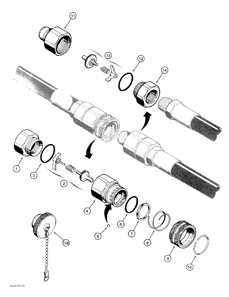 Схема запчастей Case 480F - (8-120) - HYDRAULIC QUICK DISCONNECT COUPLINGS, D52800 FEMALE, D52694 MALE (08) - HYDRAULICS