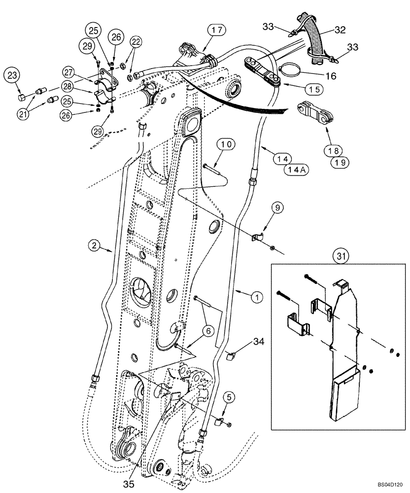 Схема запчастей Case 590SM - (08-24) - HYDRAULICS - BACKHOE AUXILIARY (08) - HYDRAULICS