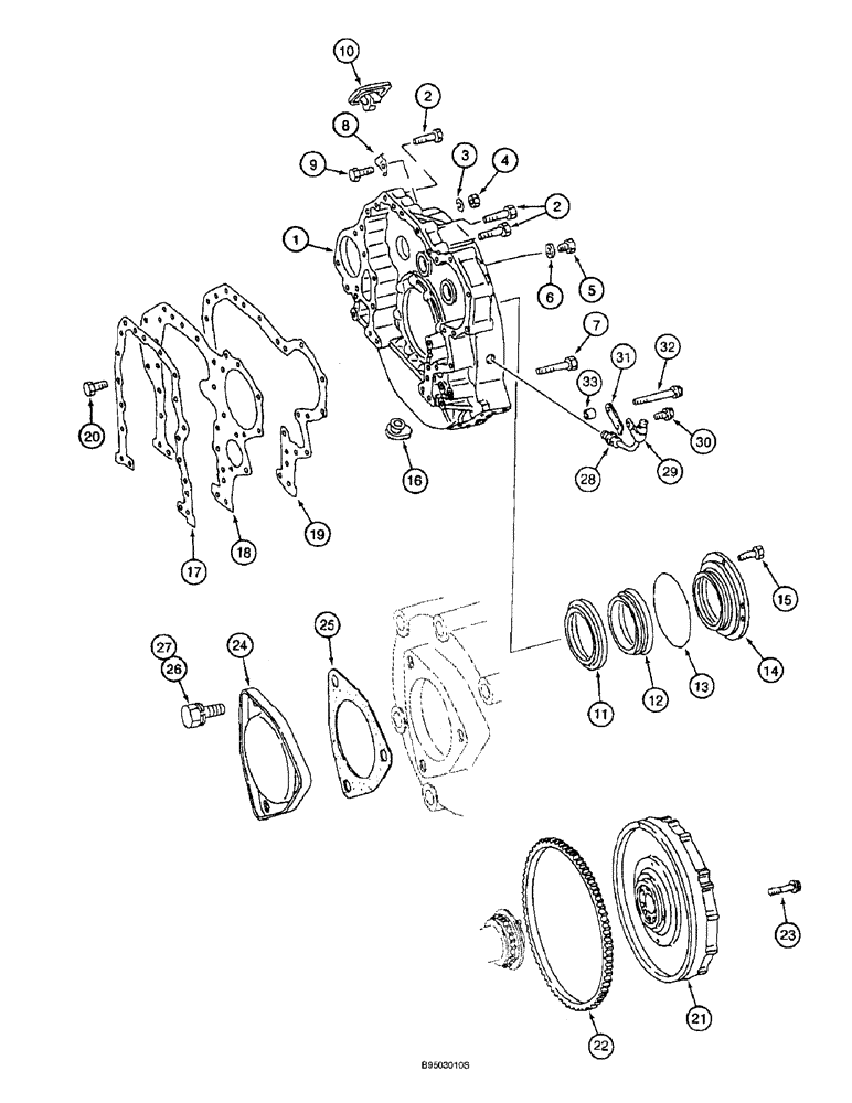 Схема запчастей Case 9060B - (2-48) - FLYWHEEL AND HOUSING, 6D22-TC ENGINE (02) - ENGINE