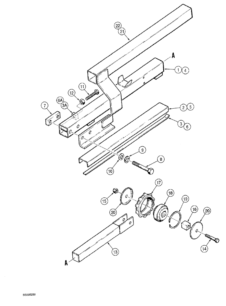 Схема запчастей Case MAXI-SNEAKER - (09-018) - TRENCHER CHANNEL BOOM AND MOUNTING (09) - CHASSIS/ATTACHMENTS