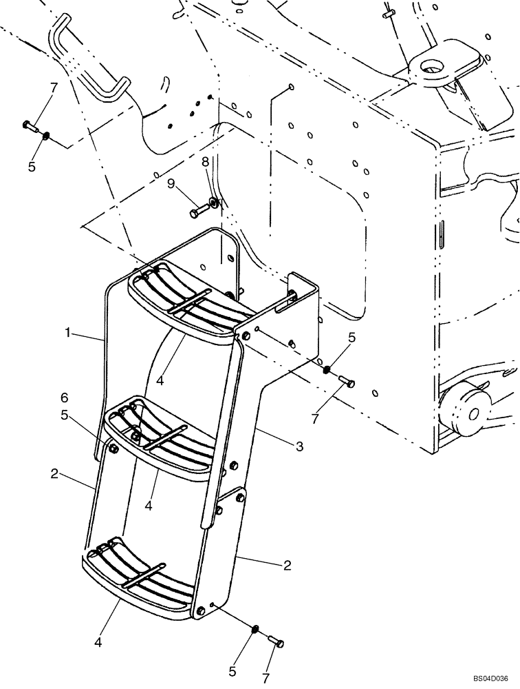 Схема запчастей Case 721D - (09-22A) - FENDERS, REAR - STEPS - RIGHT - IF USED (09) - CHASSIS