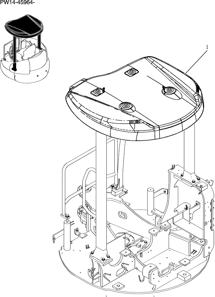 Схема запчастей Case CX31B - (204-29[1]) - CANOPY INSTAL (00) - GENERAL & PICTORIAL INDEX