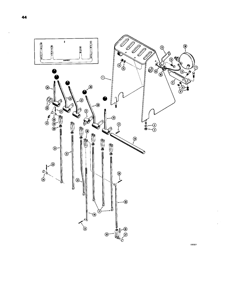 Схема запчастей Case 33 - (044) - INDIVIDUAL LEVER BACKHOE CONTROL *(FOOT SWING) 