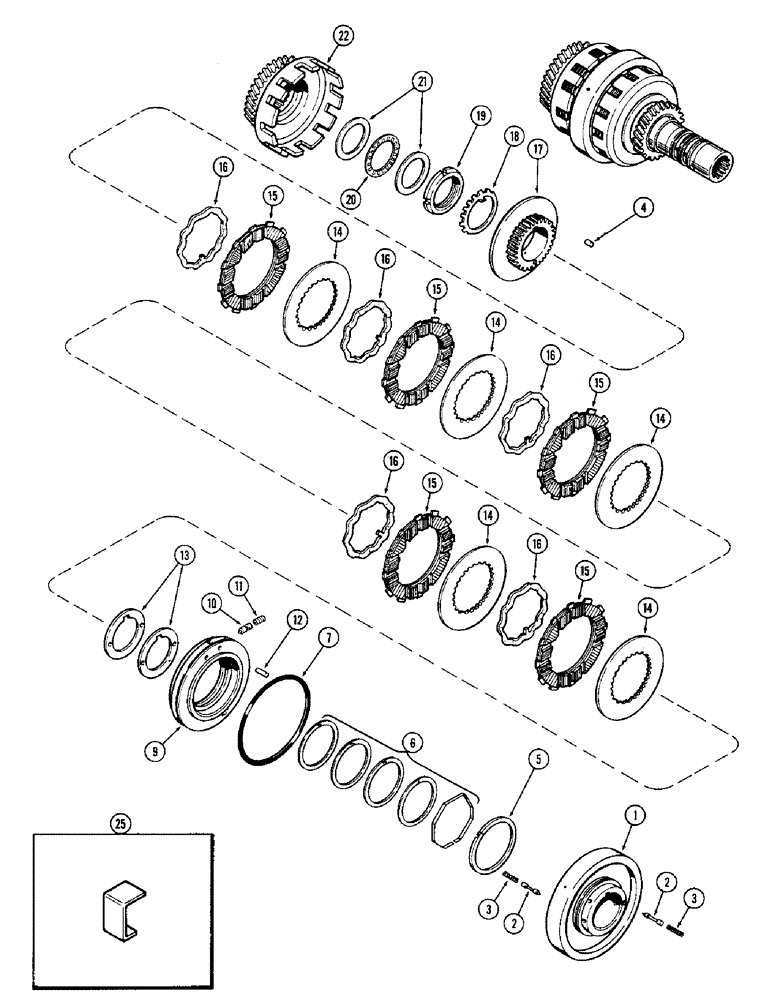 Схема запчастей Case 580B - (172) - A38926 CLUTCH, POWER SHUTTLE, FORWARD, TWIN DISC, (HOLLOW SHAFT USEDW/PTO) PRIOR TRANS SN 2392563 (06) - POWER TRAIN