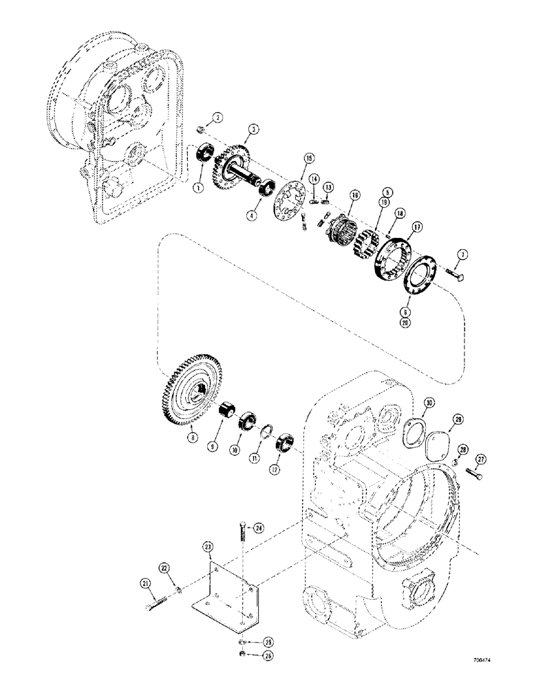 Схема запчастей Case 400C - (106) - POWERSHIFT TRANSMISSION, TURBINE DRIVEN GEARS, FREEWHEEL UNIT AND TRANSMISSION MOUNT (06) - POWER TRAIN