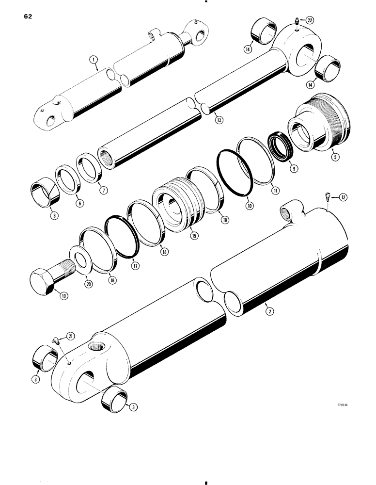 Схема запчастей Case 35 - (062) - G101175 DIPPER CYLINDER, WITH ONE PIECE PISTON 