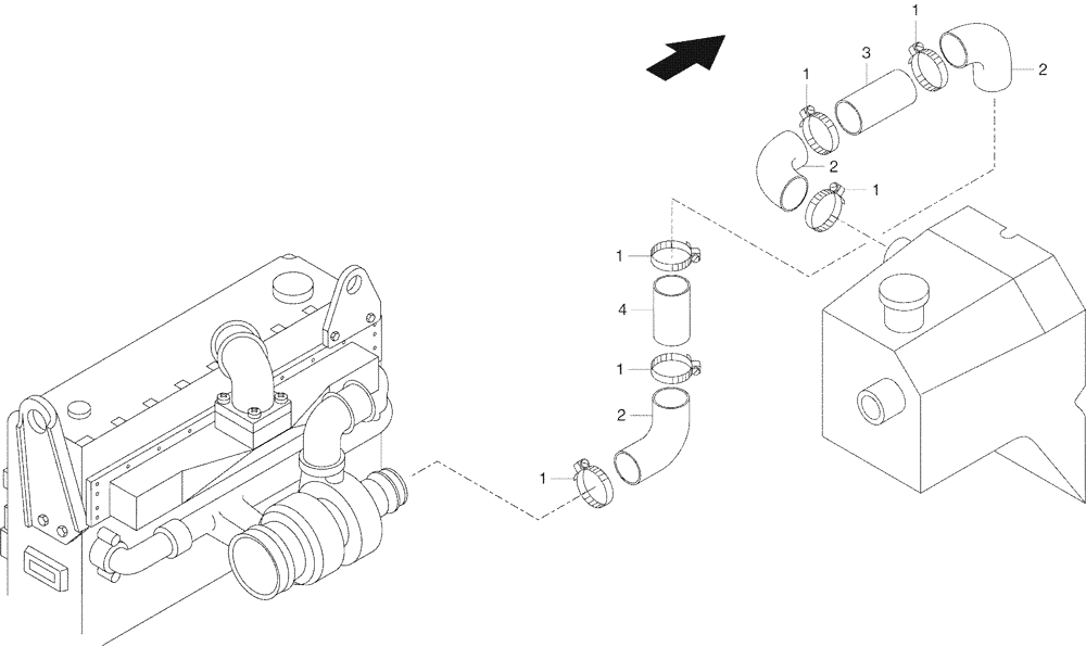 Схема запчастей Case 330 - (06A01010587[01]) - ENGINE AIR TANK - FILTER INSTALLATION (01) - ENGINE