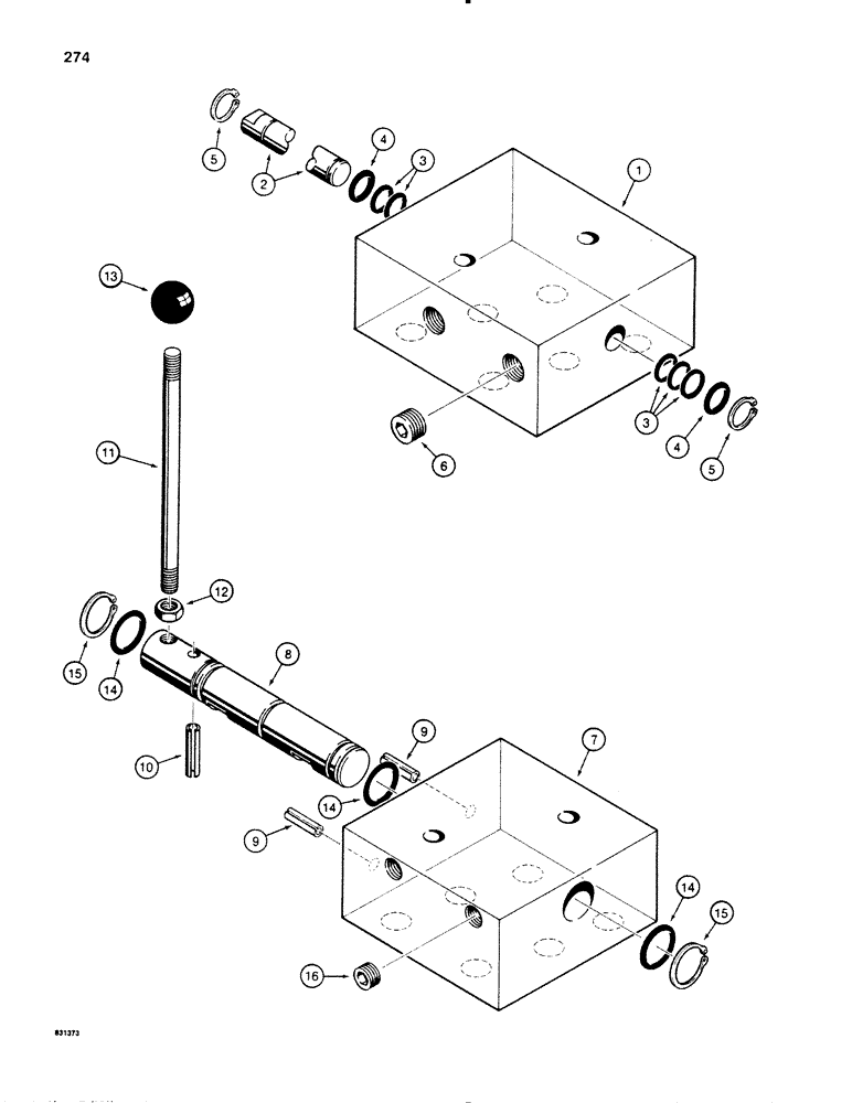 Схема запчастей Case SD100 - (274) - H594887 AND H616763 SELECTOR VALVE (35) - HYDRAULIC SYSTEMS