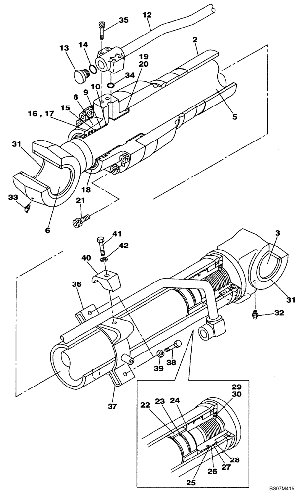 Схема запчастей Case CX135SR - (08-70) - BOOM CYLINDER - RIGHT - (HBCV) (08) - HYDRAULICS