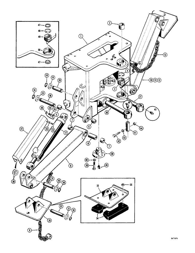 Схема запчастей Case 33 - (066) - MOUNTING FRAME AND STABILIZERS 