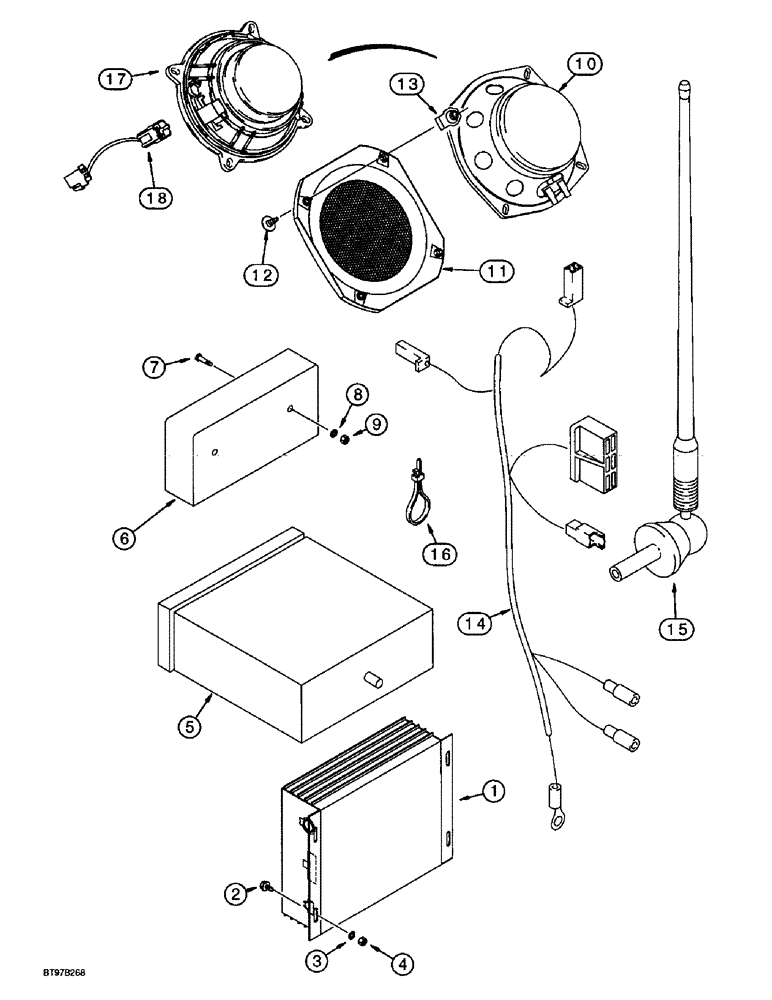 Схема запчастей Case 580SL - (4-44) - RADIO, ANTENNA AND TAPE PLAYER (04) - ELECTRICAL SYSTEMS