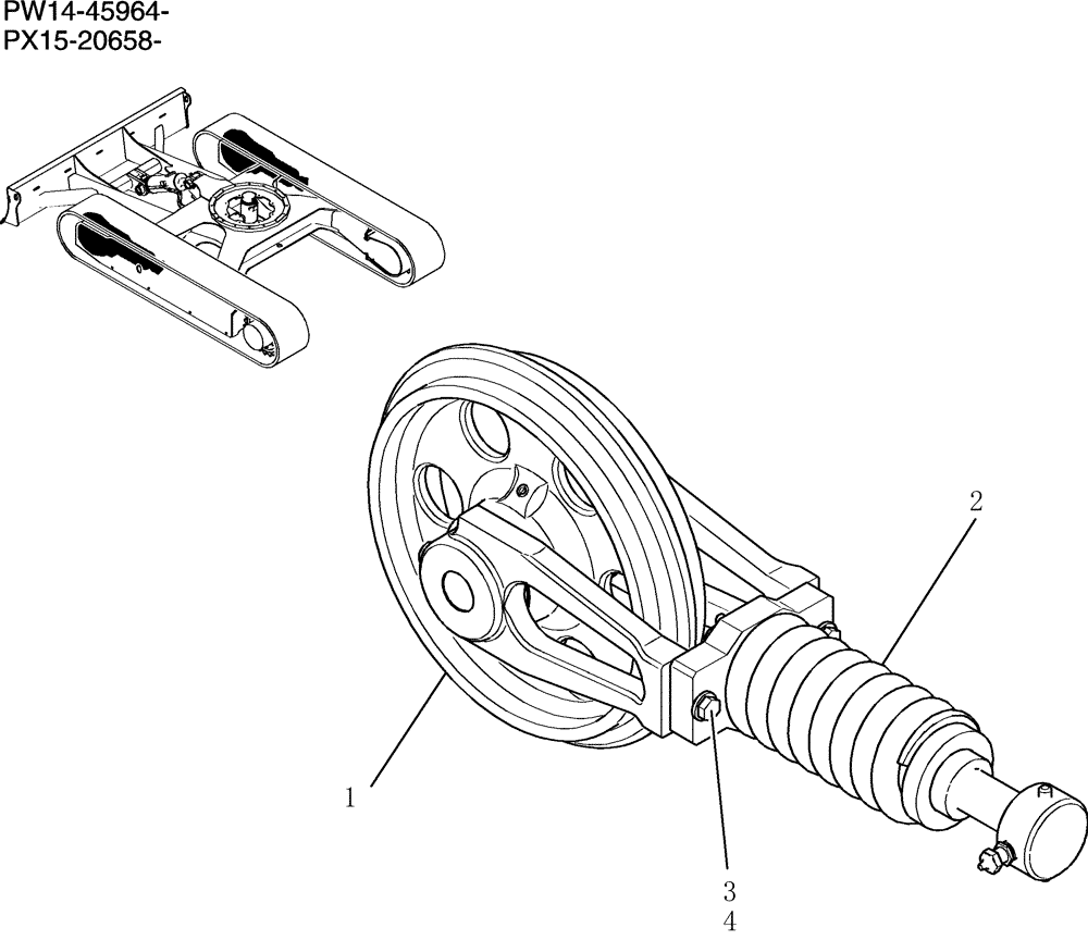 Схема запчастей Case CX36B - (350-01[1]) - IDLER ASSEMBLY, CRAWLER (04) - UNDERCARRIAGE