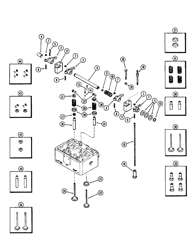 Схема запчастей Case W7 - (016) - VALVES AND VALVE MECHANISM, (301) DIESEL ENGINE, W/FORGED ROCKER ARMS (02) - ENGINE