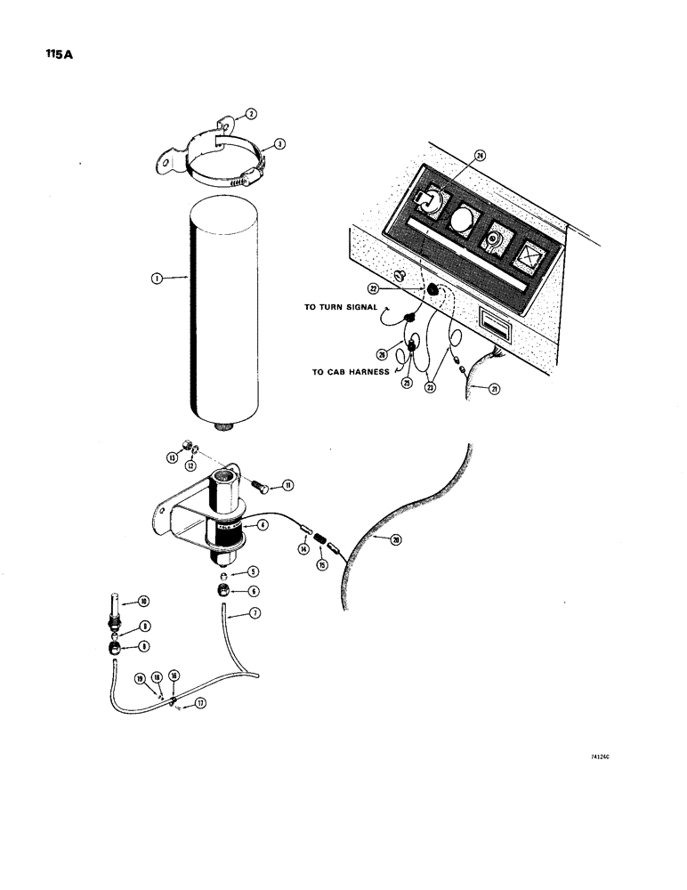 Схема запчастей Case W24B - (115A) - COLD START SYSTEM, SEE ITEMS 1 AND 4 FOR IDENTIFICATION (04) - ELECTRICAL SYSTEMS