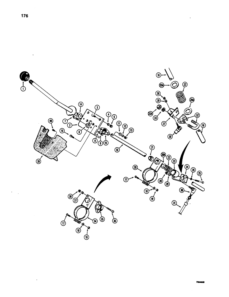 Схема запчастей Case W20 - (176) - TRANSMISSION CONTROL PARTS, SHIFT LEVER (06) - POWER TRAIN