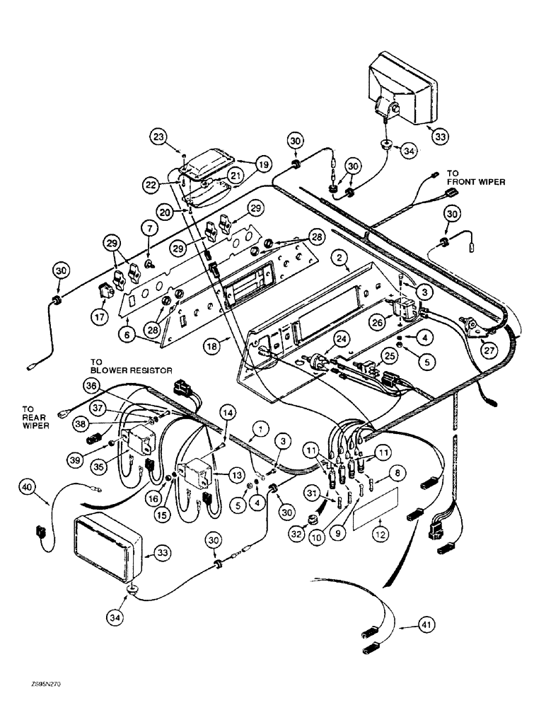 Схема запчастей Case 1150E - (4-50) - CAB CONTROL PANEL, WIRING, & LAMPS, MODELS WITH AIR CONDITIONING (04) - ELECTRICAL SYSTEMS