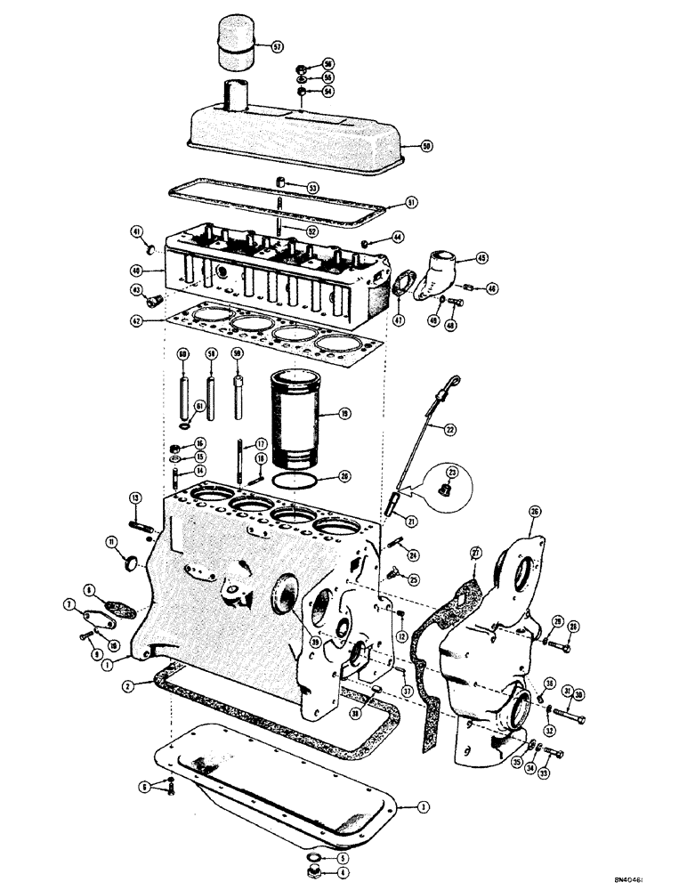 Схема запчастей Case 310C - (008) - ENGINE BLOCK AND RELATED PARTS (01) - ENGINE