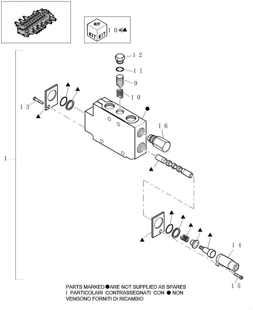 Схема запчастей Case CX16B - (1.050[11]) - HYDRAULIC CONTROL VALVE - COMPONENTS (35) - HYDRAULIC SYSTEMS