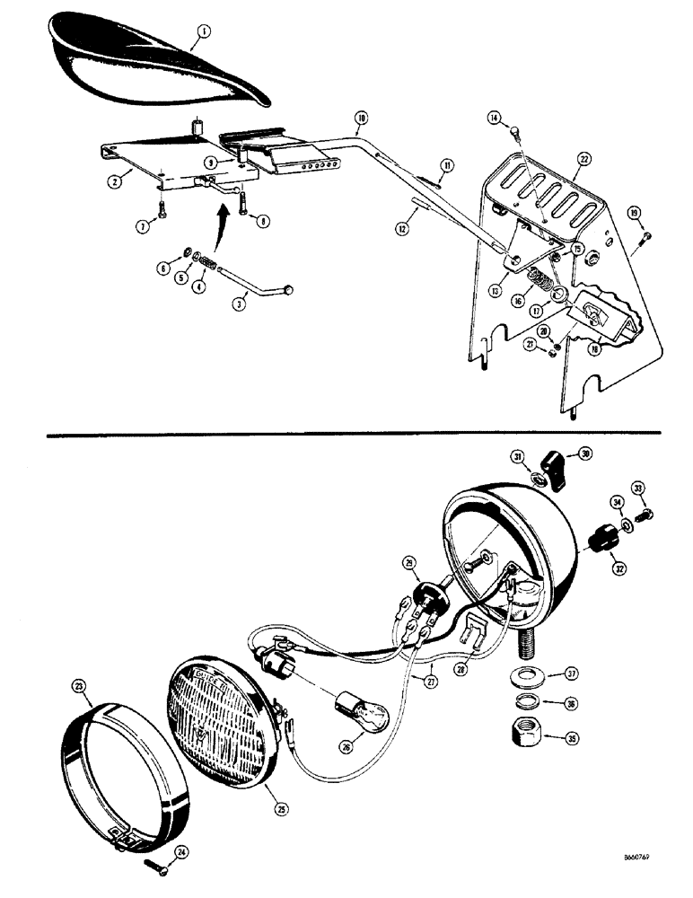 Схема запчастей Case 33 - (120) - SWING DOWN BACKHOE SEAT, FLOOD AND TAIL LAMP 