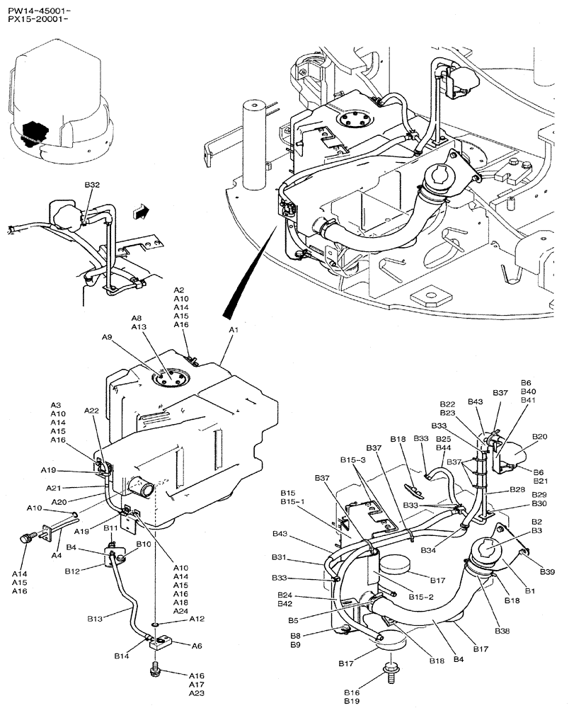 Схема запчастей Case CX31B - (01-013) - TANK ASSY, FUEL (CAB) (10) - ENGINE