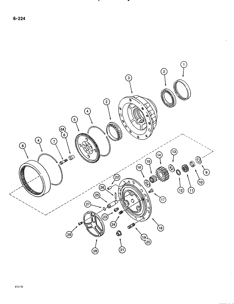 Схема запчастей Case 580K - (06-224) - FRONT DRIVE AXLE, PLANETARY (06) - POWER TRAIN