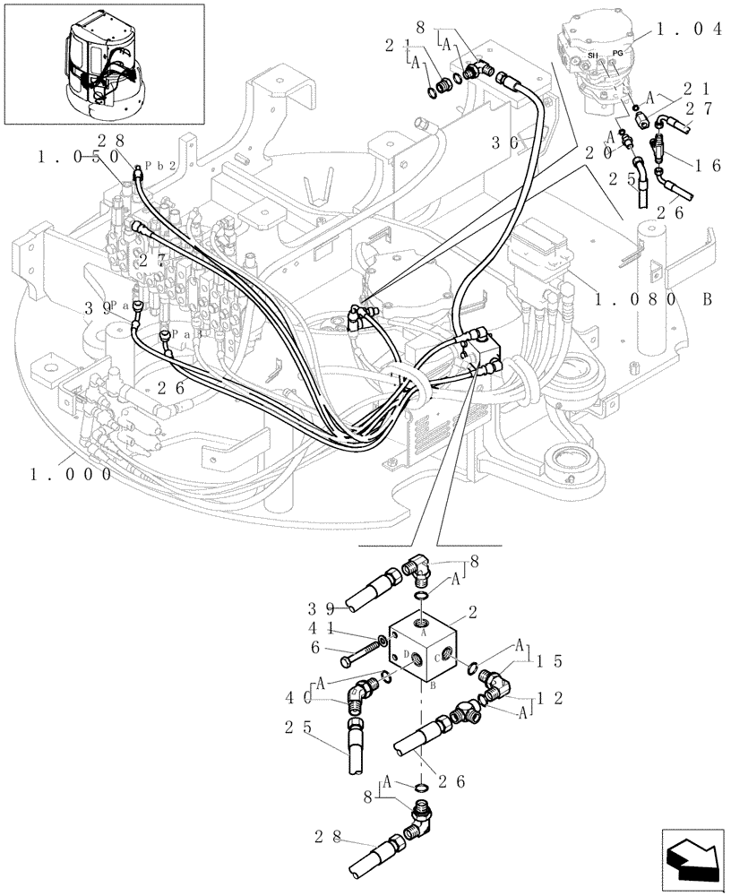 Схема запчастей Case CX31B - (5.0604[02]) - CONTROL LINES VALVE (HEATER&COOLER, CAB) - 747939020 (55) - ELECTRICAL SYSTEMS