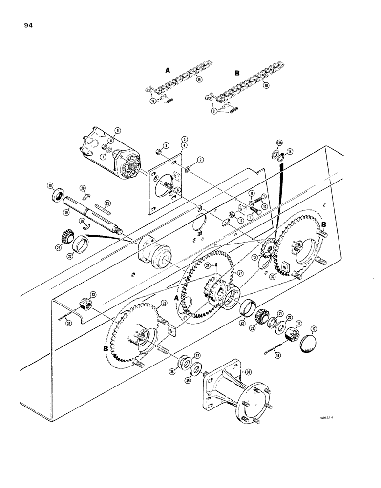 Схема запчастей Case 1830 - (094) - DRIVE CHAIN AND GEARS (14) - MAIN GEARBOX & DRIVE