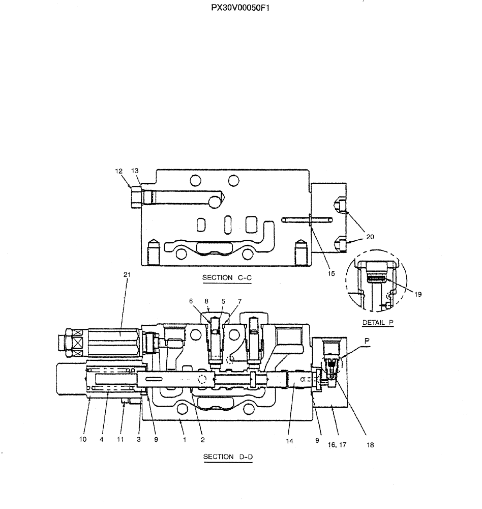 Схема запчастей Case CX31B - (07-005) - VALVE ASSY, CONTROL (SUPPLY & STRAIGHT TRAVEL) (35) - HYDRAULIC SYSTEMS