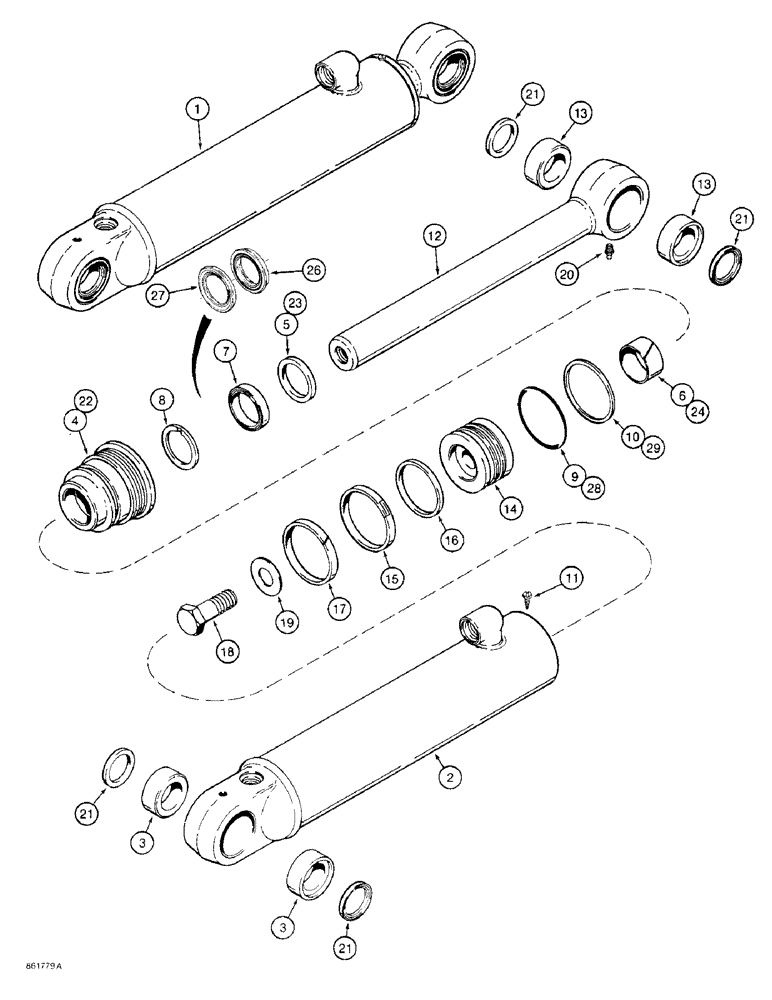 Схема запчастей Case 580SK - (8-124) - BACKHOE SWING CYLINDERS (08) - HYDRAULICS