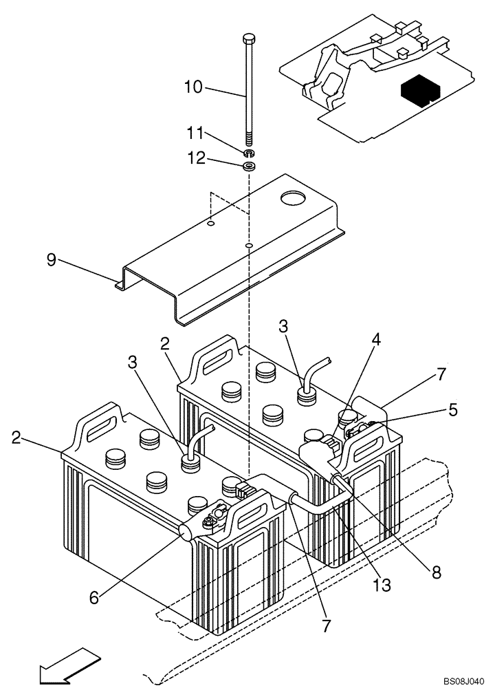 Схема запчастей Case CX210LR - (04-12) - BATTERY - CABLES (04) - ELECTRICAL SYSTEMS