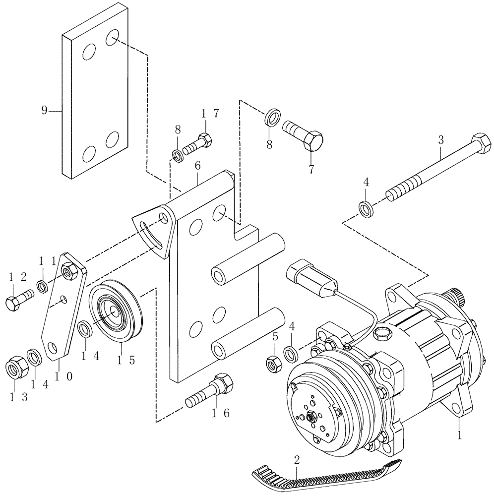 Схема запчастей Case 330 - (58A00000527[01]) - AIR CONDITIONING - COMPRESSOR (10) - Cab/Cowlings