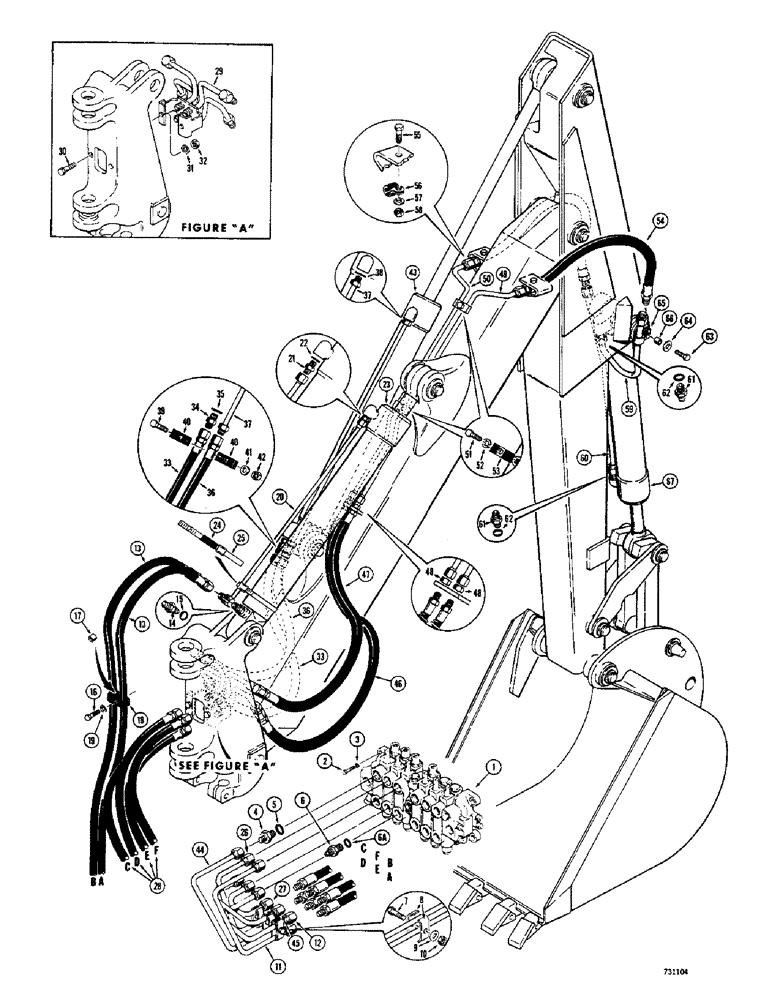 Схема запчастей Case 680CK - (203A) - BACKHOE HYDRAULICS - CASE VALVE, BOOM, DIPPER AND BUCKET (35) - HYDRAULIC SYSTEMS