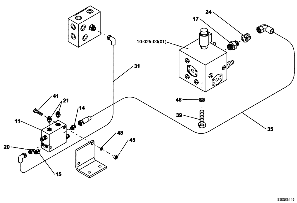 Схема запчастей Case SV216 - (35.353.13[02]) - VALVE INSTALLATION (P.I.N. DDD001215 AND AFTER) (GROUP 319) (ND142124) (35) - HYDRAULIC SYSTEMS