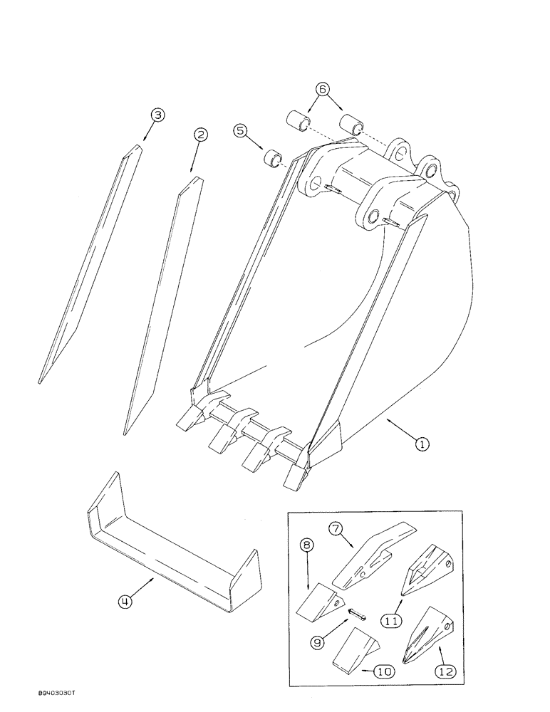 Схема запчастей Case 580SK - (9-066) - BACKHOE BUCKET, 24 INCH, 610 MM, WIDE, 24 INCH, 610 MM, WIDE (09) - CHASSIS/ATTACHMENTS