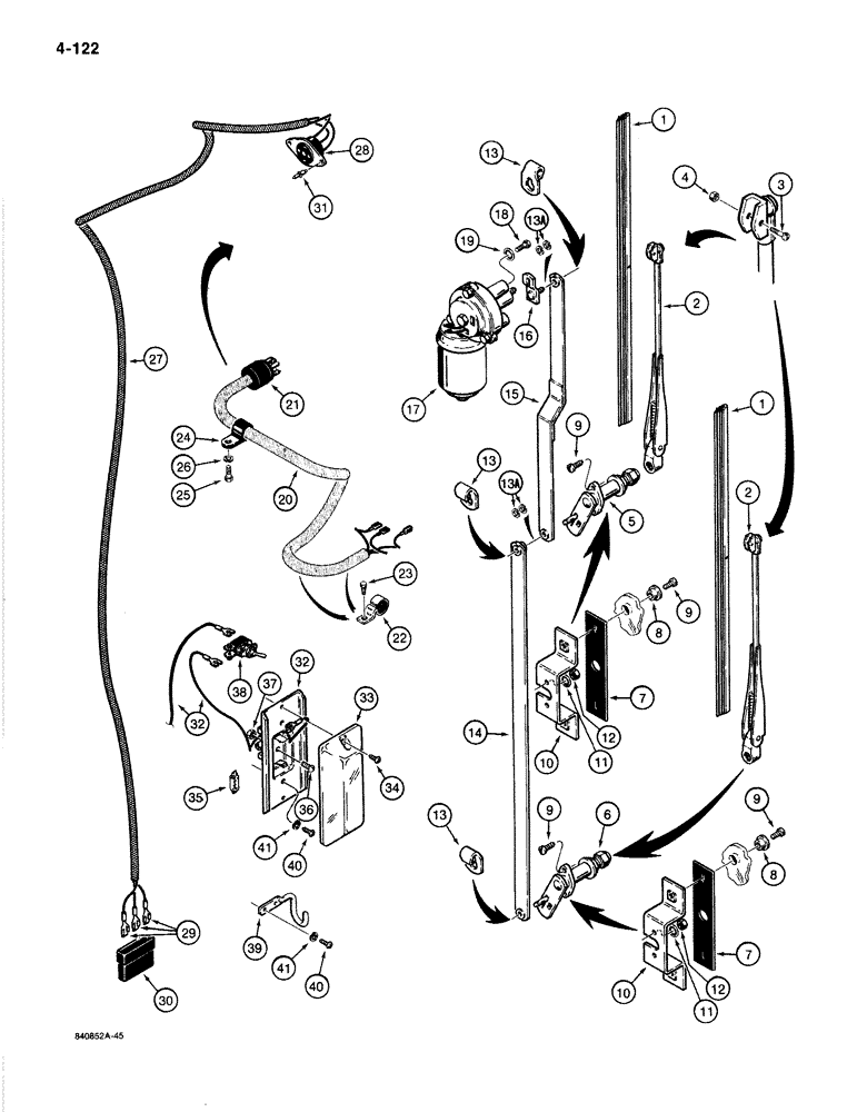 Схема запчастей Case 1080B - (4-122) - WINDSHIELD WIPER AND DOME LAMP (04) - ELECTRICAL SYSTEMS