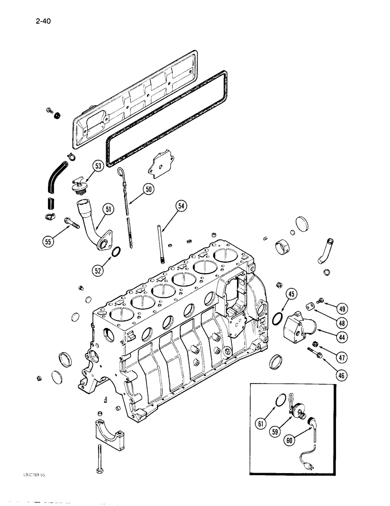 Схема запчастей Case 1085C - (2-40) - CYLINDER BLOCK, 6T-590 ENGINE (02) - ENGINE