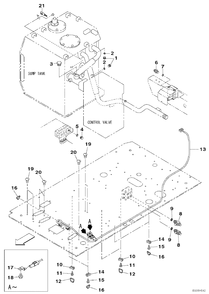 Схема запчастей Case CX470B - (08-70) - PLUG - CONTROL VALVE,HYDRAULIC PUMP & TANK (08) - HYDRAULICS