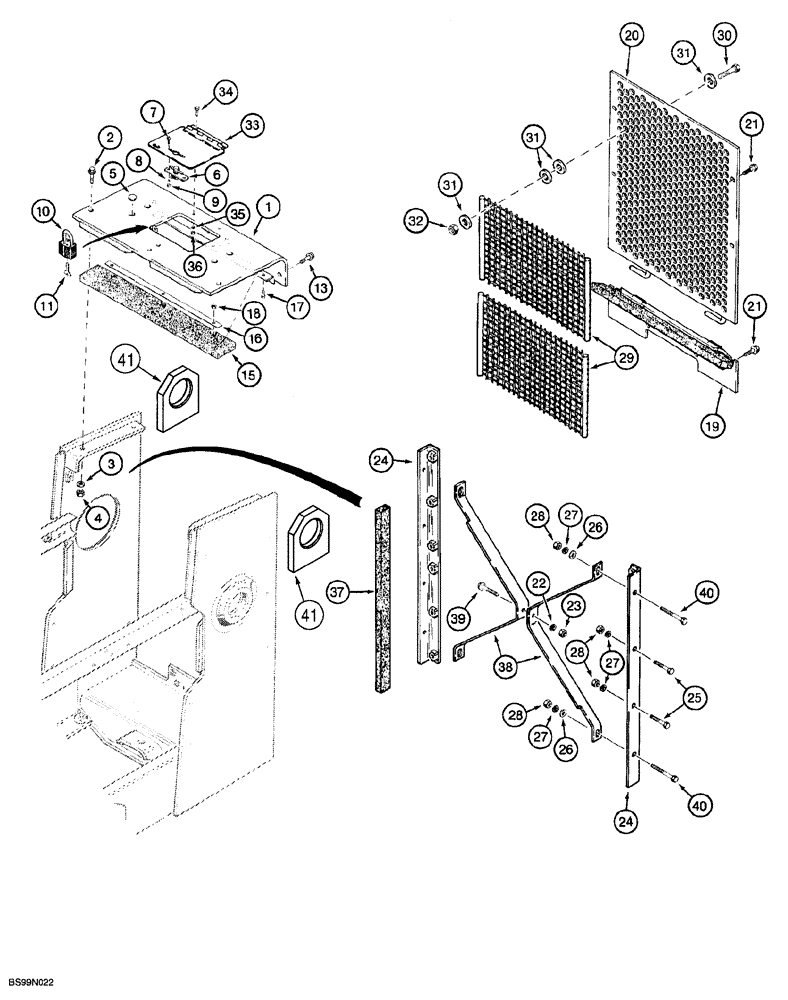 Схема запчастей Case 850G - (9-24) - RADIATOR GUARDS, GRILLE, AND SCREENS (05) - UPPERSTRUCTURE CHASSIS