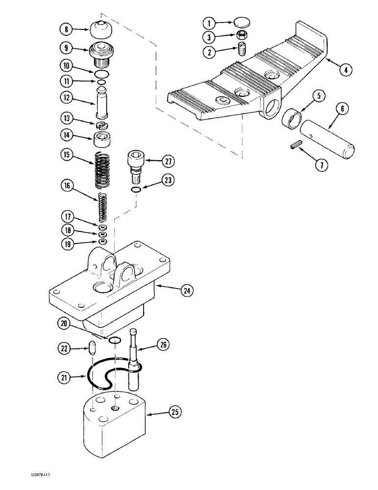 Схема запчастей Case 170C - (8-128) - FOOT CONTROL VALVE, REXROTH MANUFACTURED (08) - HYDRAULICS