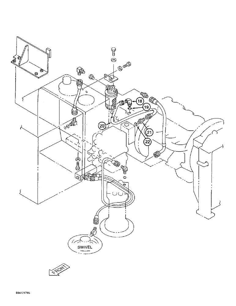 Схема запчастей Case 9010B - (8-012) - FILTER AND RESERVOIR RETURN LINES, MODELS WITHOUT LOAD HOLD (08) - HYDRAULICS