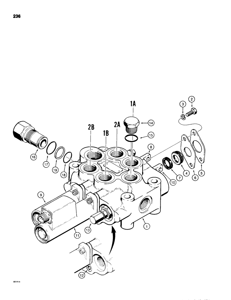 Схема запчастей Case 680H - (236) - L101840 LOADER CONTROL VALVE (2 SPOOL) (08) - HYDRAULICS