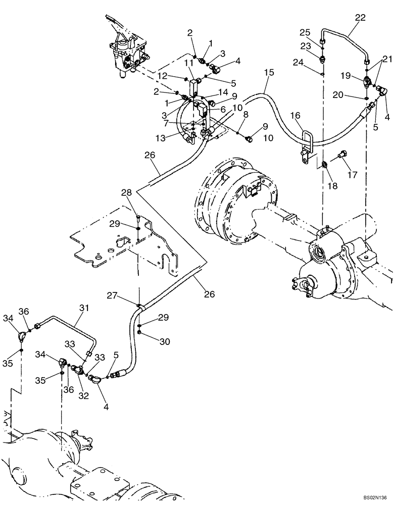 Схема запчастей Case 521D - (07-07) - HYDRAULICS - BRAKE, MAIN - AXLES - IF USED (07) - BRAKES